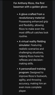 Bard's idea of a perfect Christmas gift idea for Anthony Rizzo (Credits: Google Bard)